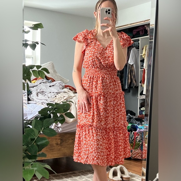 Sienna sky midi orange dress - Picture 2 of 3